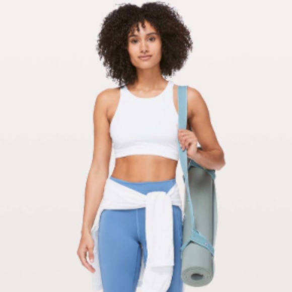 LULULEMON RETIRED WOMENS HIGH NECK ENERGY STRAPPY BACK SPORTS BRA WHITE SIZE 10 - Picture 1 of 7